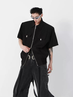 Cropped Zip Polo Jacket in Polyester | Unisex - main image 2