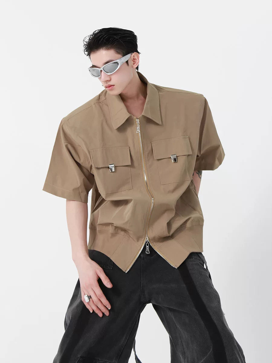 Cropped Zip Polo Jacket in Polyester | Unisex - main image 4