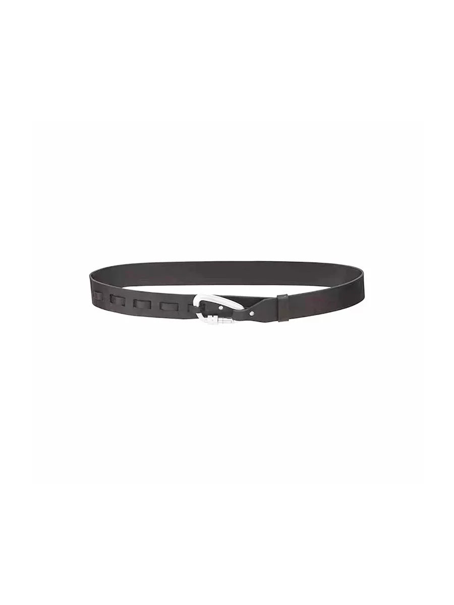 Black Geometric Hook-Fastening PU Belt | 4cm Wide - main image 5