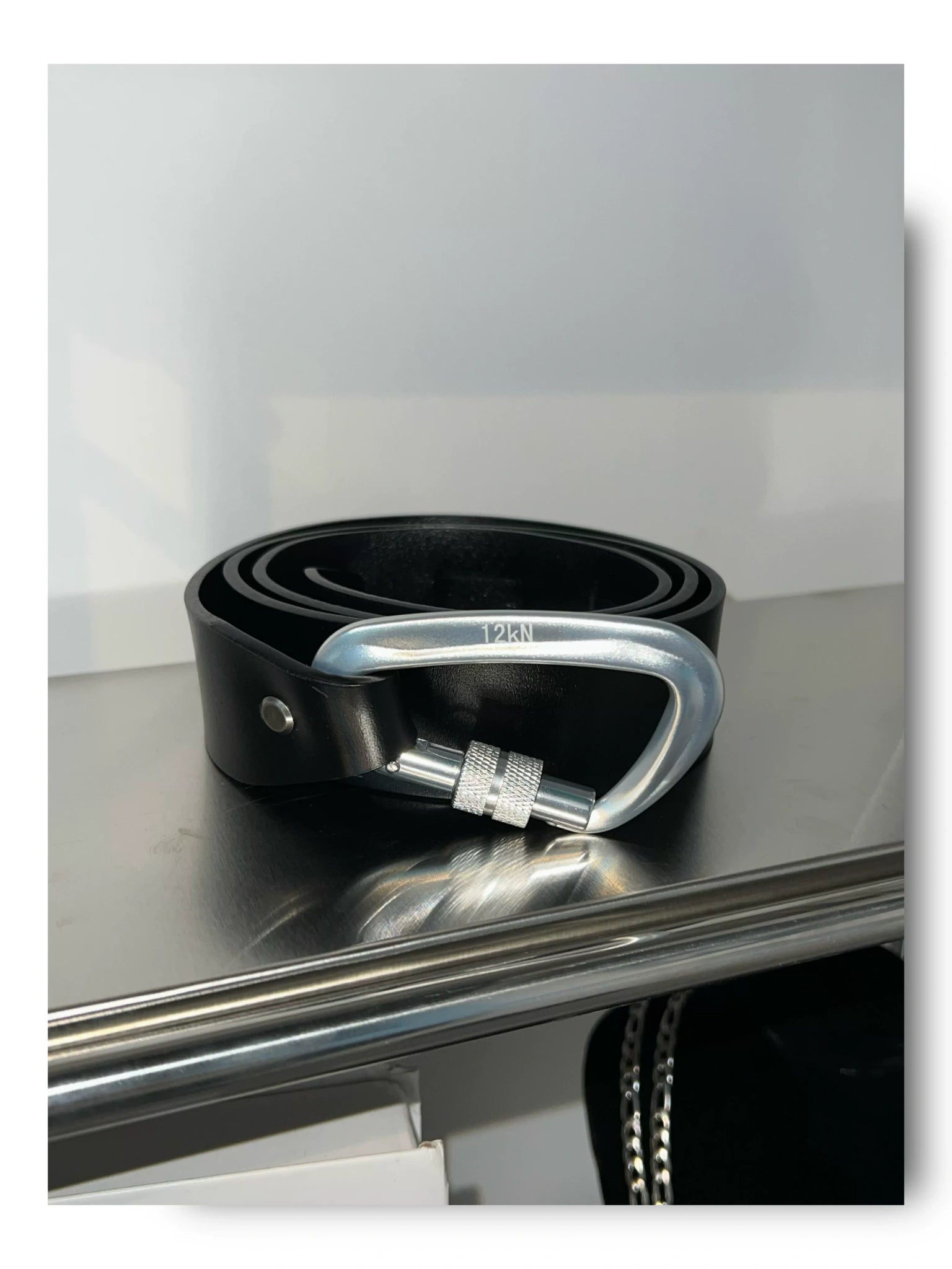 Black Geometric Hook-Fastening PU Belt | 4cm Wide - Black