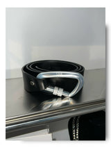 Black Geometric Hook-Fastening PU Belt | 4cm Wide - Black
