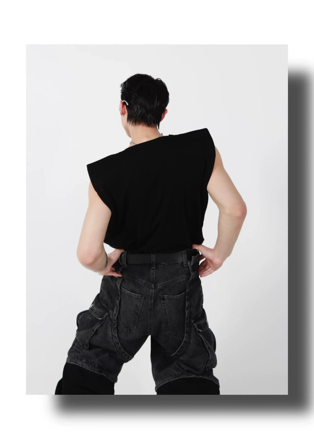 Relaxed Cotton Tank Top with 3D Metal Detail - description image 7