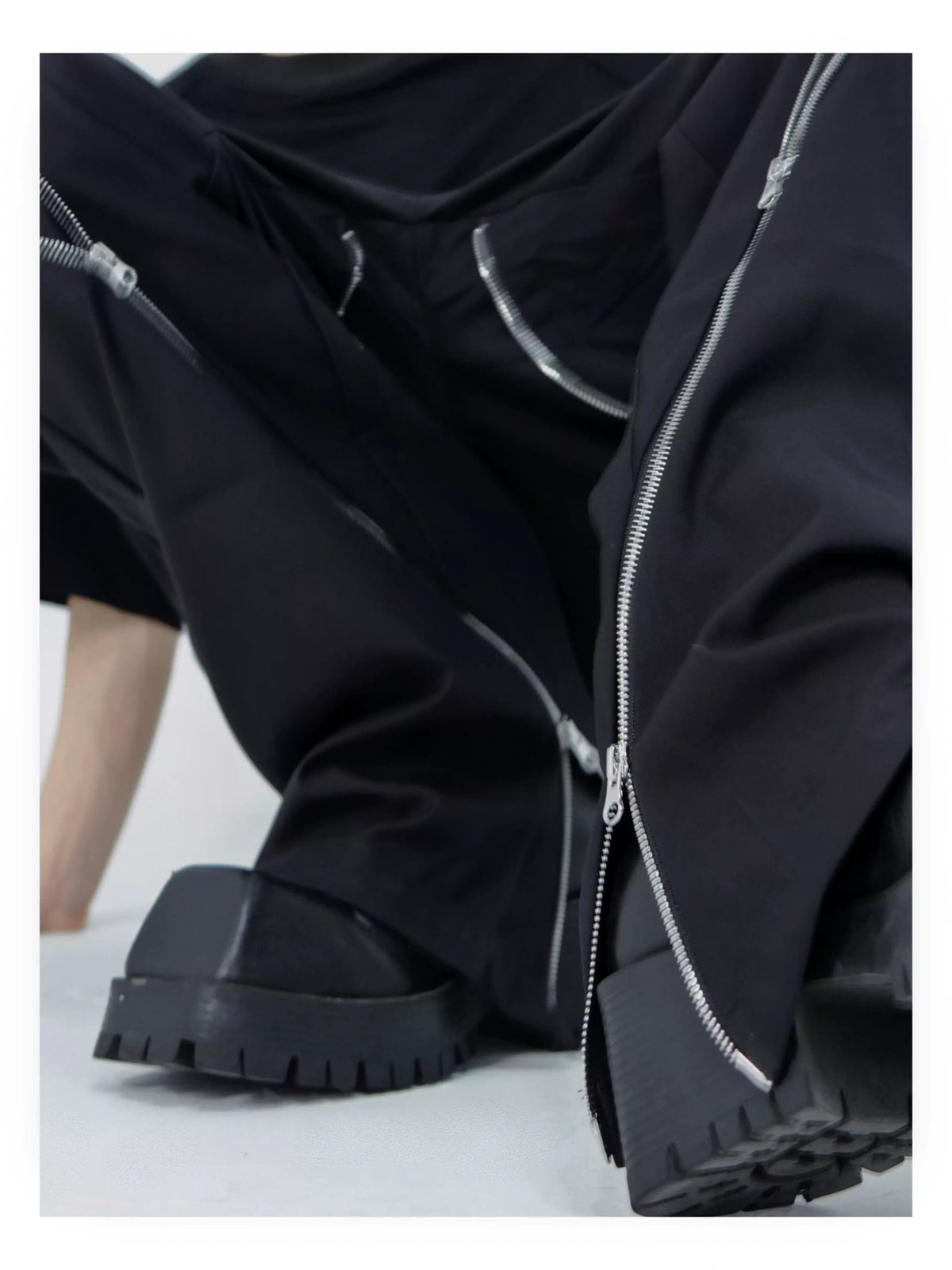Structured Cotton-Modal Trousers | Dark Gray or Black - description image 1