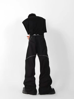 Structured Cotton-Modal Trousers | Dark Gray or Black - main image 4