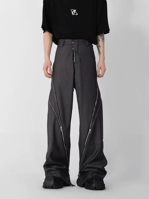 Structured Cotton-Modal Trousers | Dark Gray or Black - Dark gray
