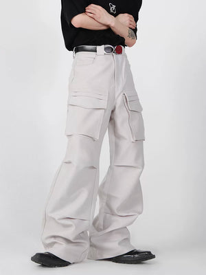 Pleated Wide-Leg Cargo Pants with Utility Pockets - main image 2