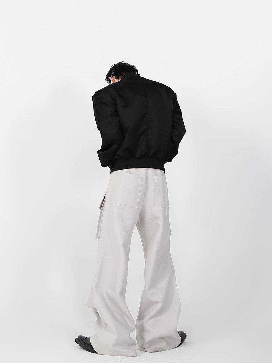 Pleated Wide-Leg Cargo Pants with Utility Pockets - main image 5