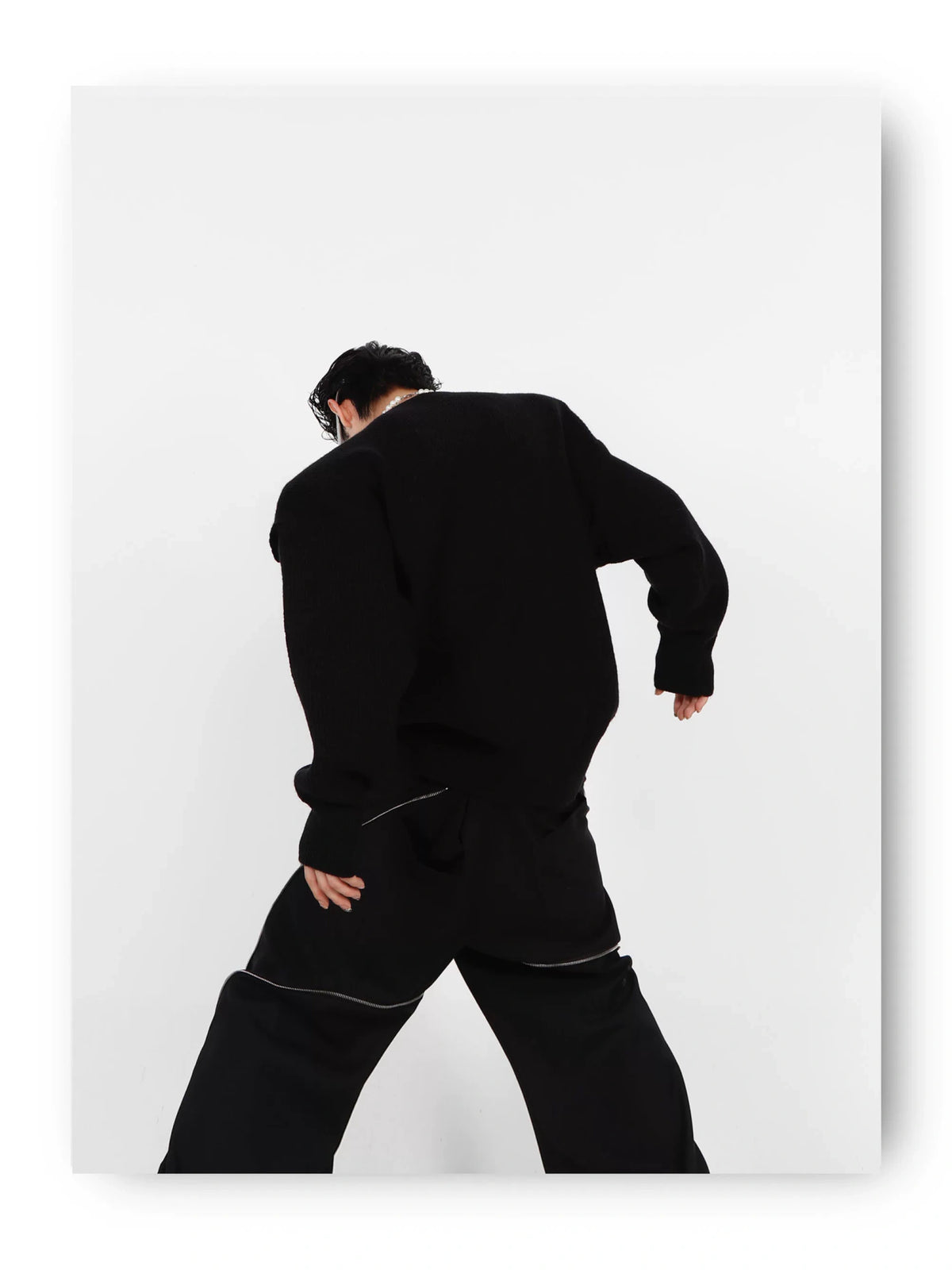 Unisex Metal-Buckle Cutout Knit Sweater | Loose Fit - description image 6