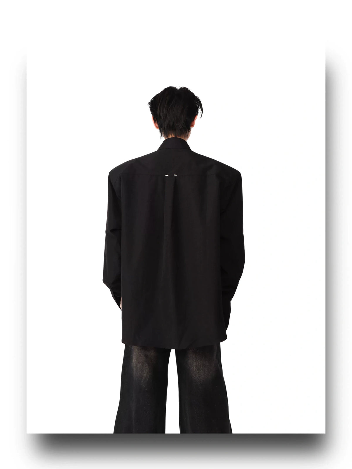 Metal Stud Cropped Shirt | Cotton Wrinkle Detail - description image 1