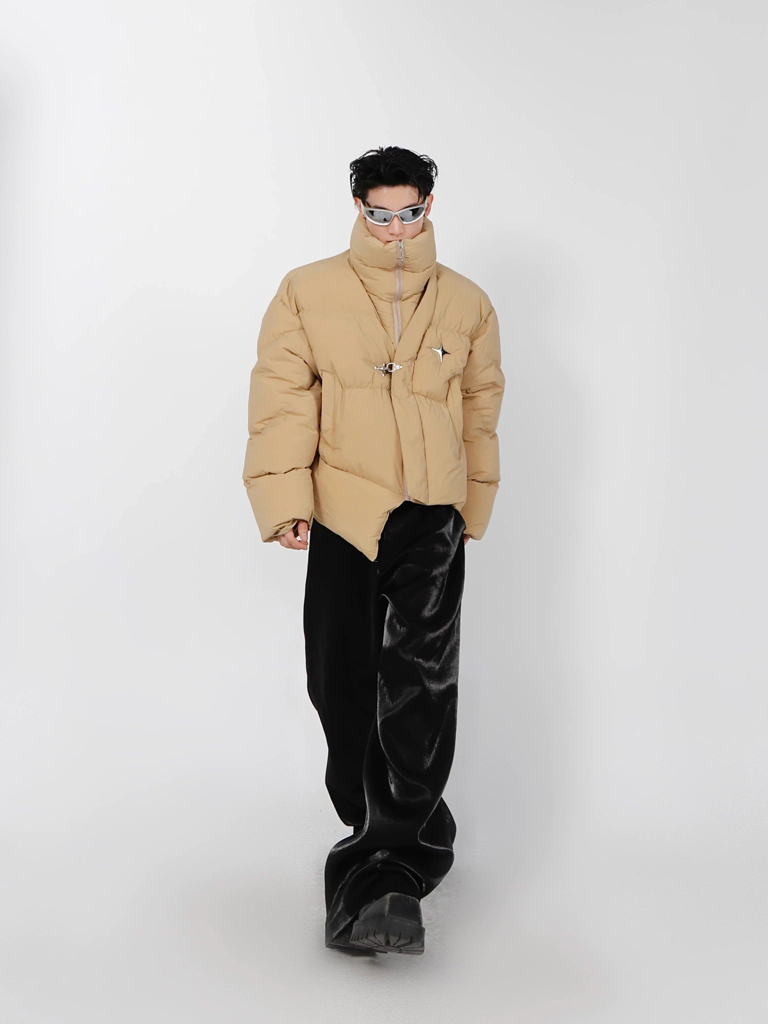 Irregular Metal-Detail Padded Jacket | Loose Fit - main image 5