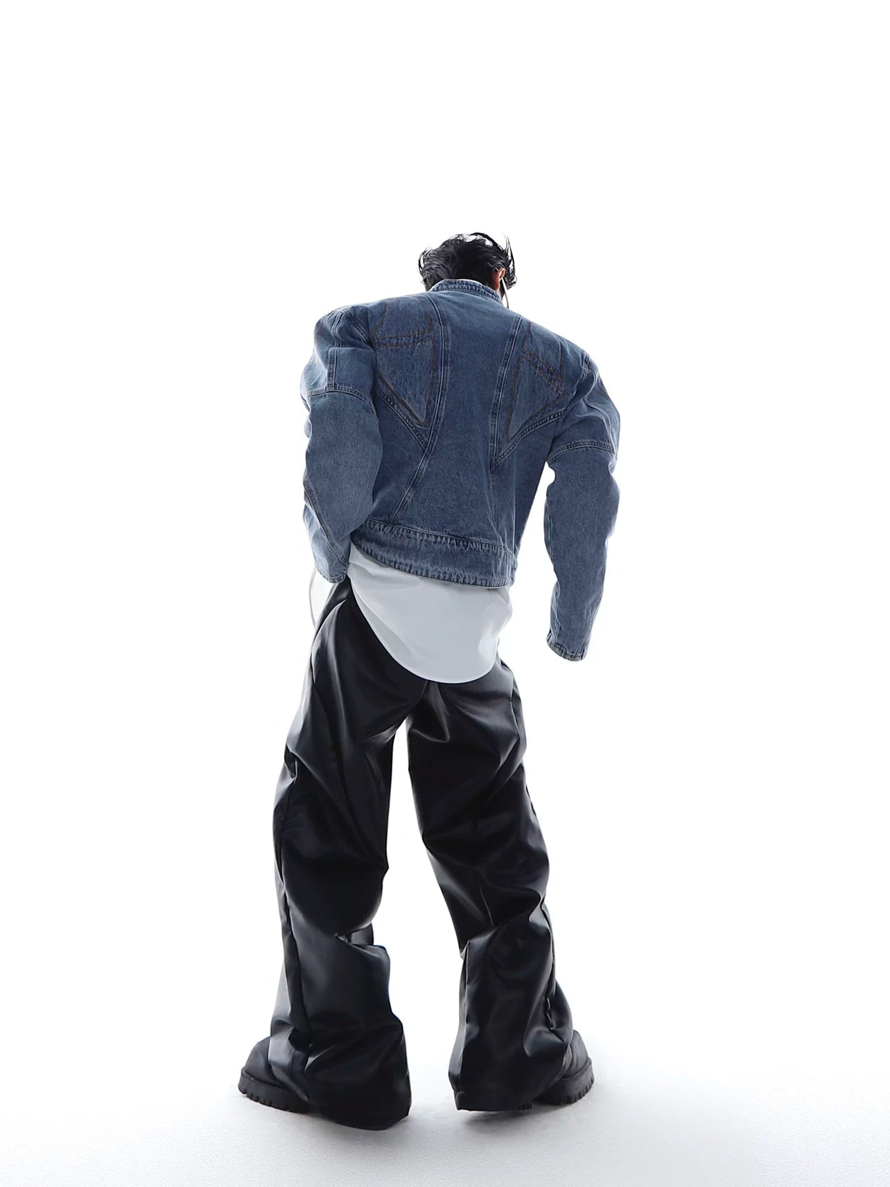 Light Wash Cropped Deconstructed Denim Jacket - main image 4