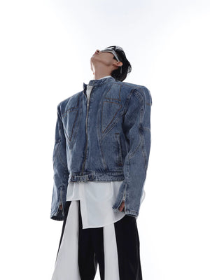 Light Wash Cropped Deconstructed Denim Jacket - main image 5