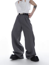 Relaxed Straight-Leg Twill Trousers in Black or Gray - Gray