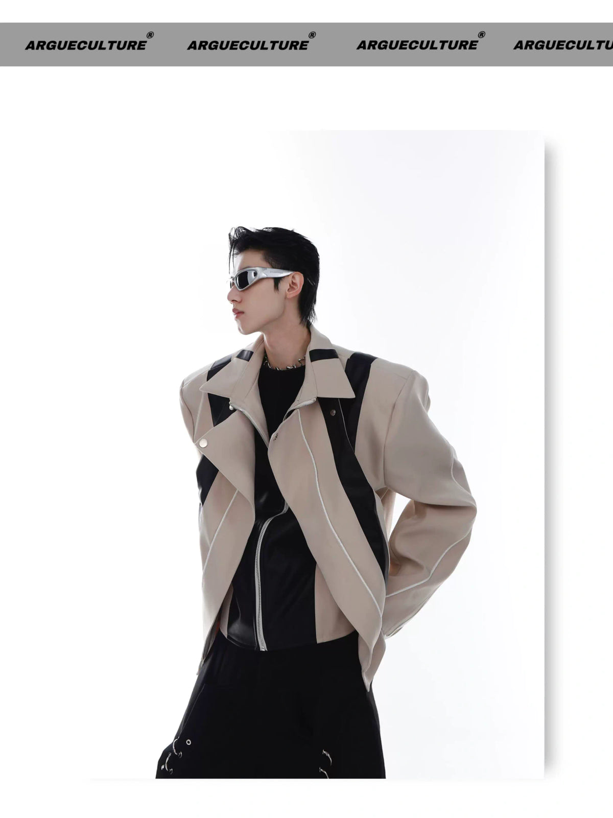 Patchwork PU Leather Cropped Jacket | Relaxed Fit - description image 7
