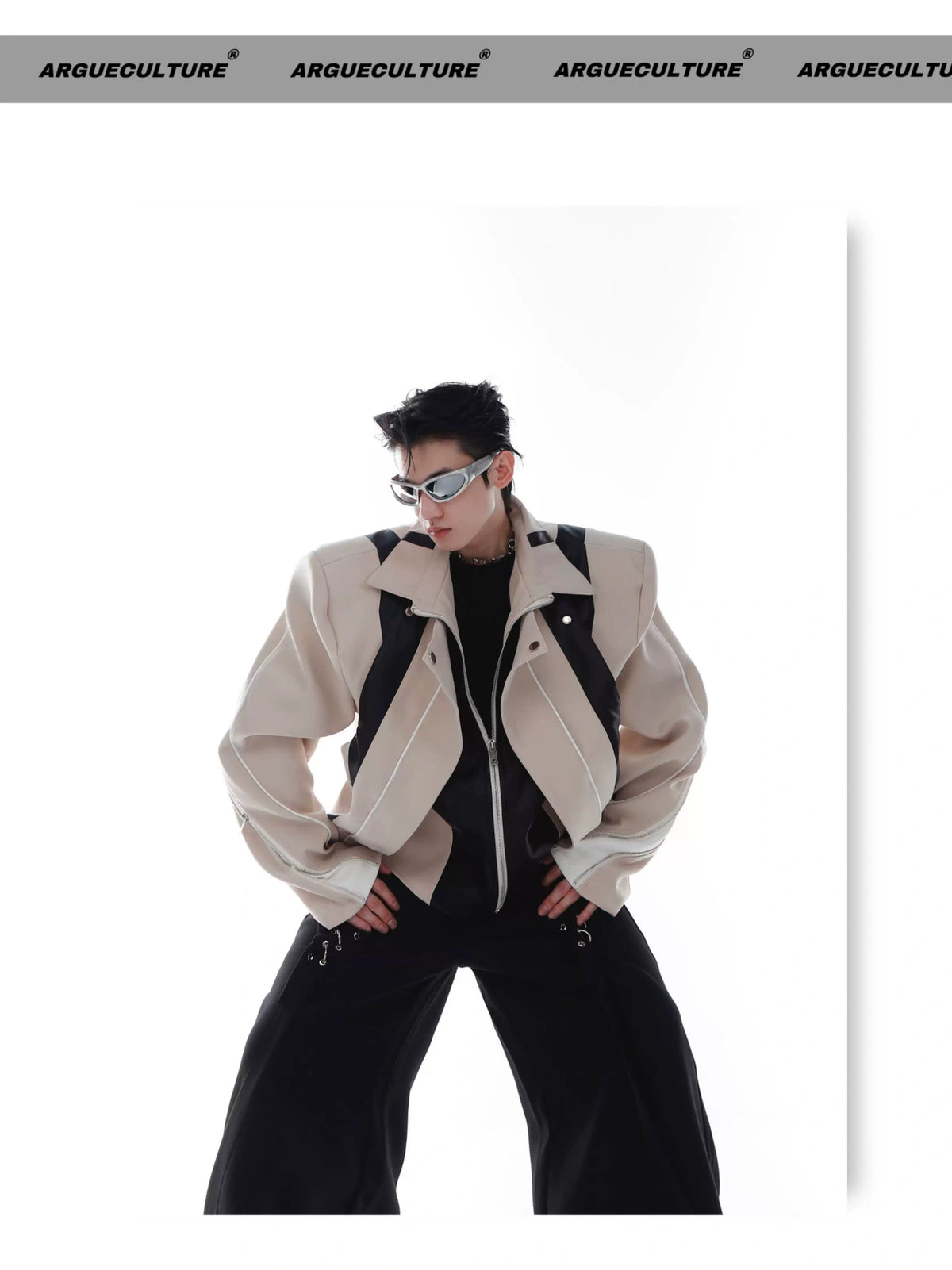 Patchwork PU Leather Cropped Jacket | Relaxed Fit - description image 9