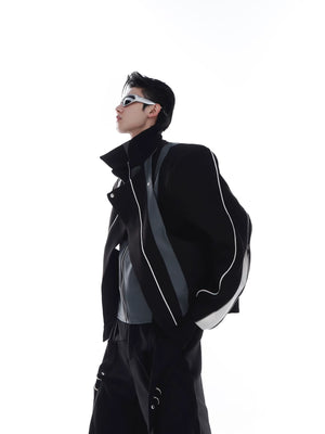 Patchwork PU Leather Cropped Jacket | Relaxed Fit - main image 1