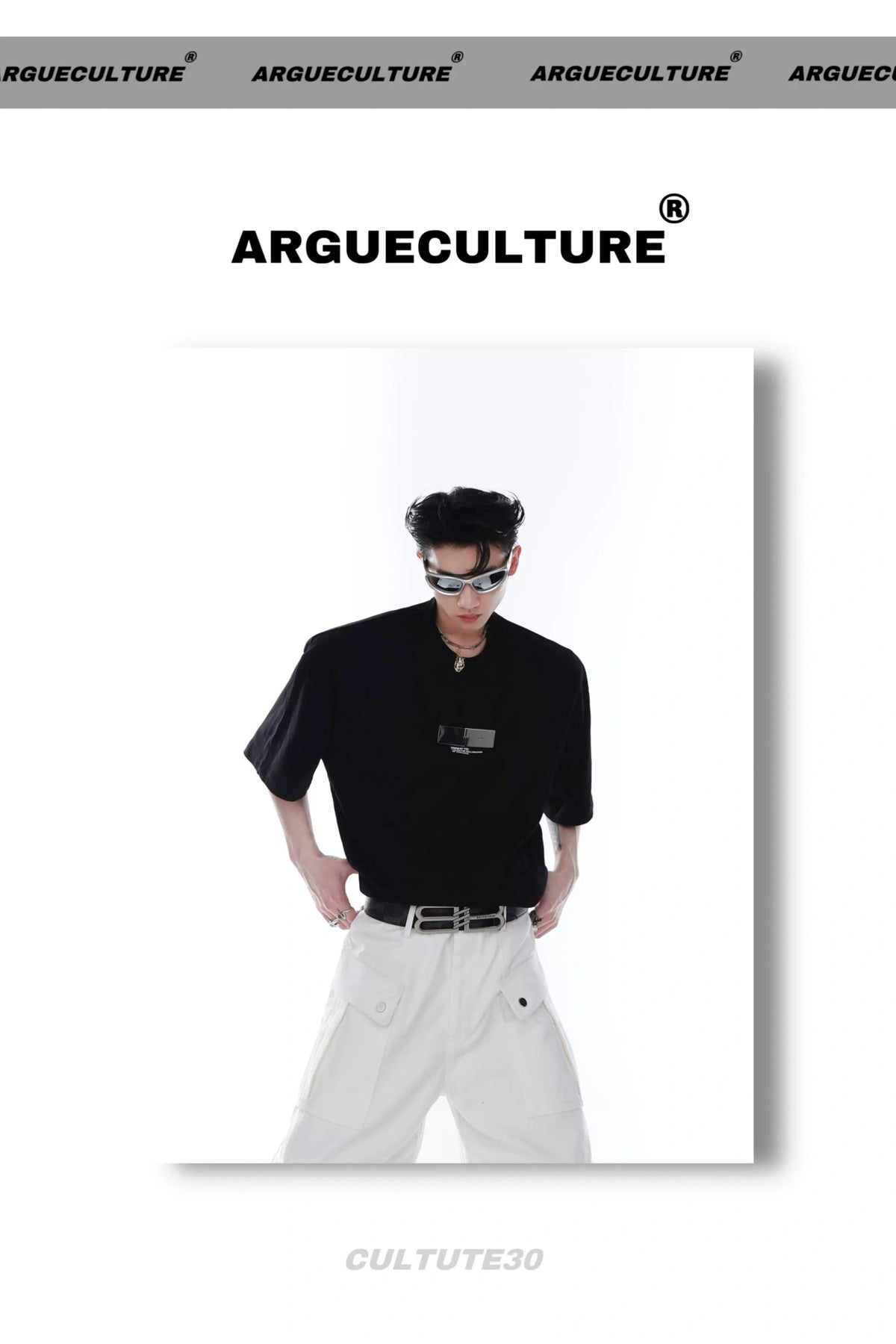 Relaxed 100% Cotton T-Shirt with Metal-Clasp Print - description image 4