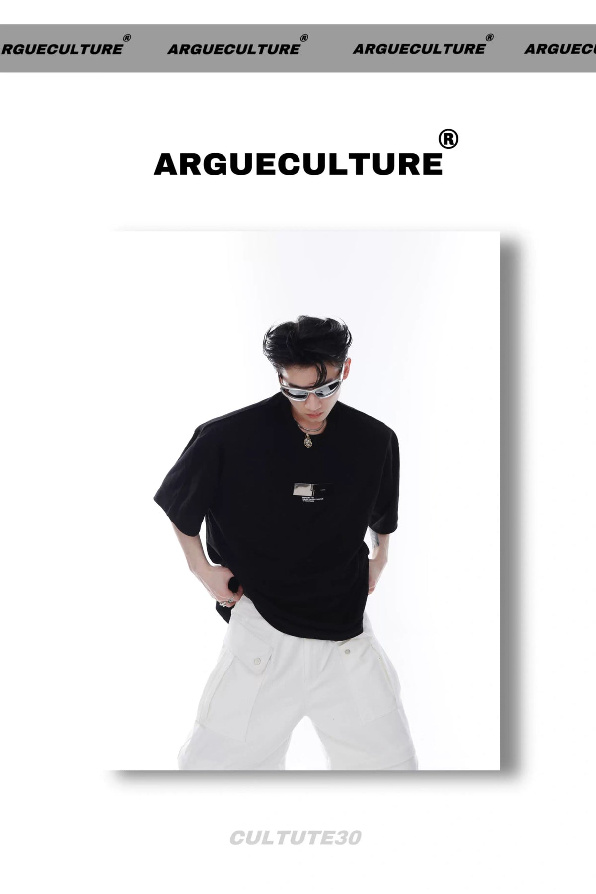 Relaxed 100% Cotton T-Shirt with Metal-Clasp Print - description image 7
