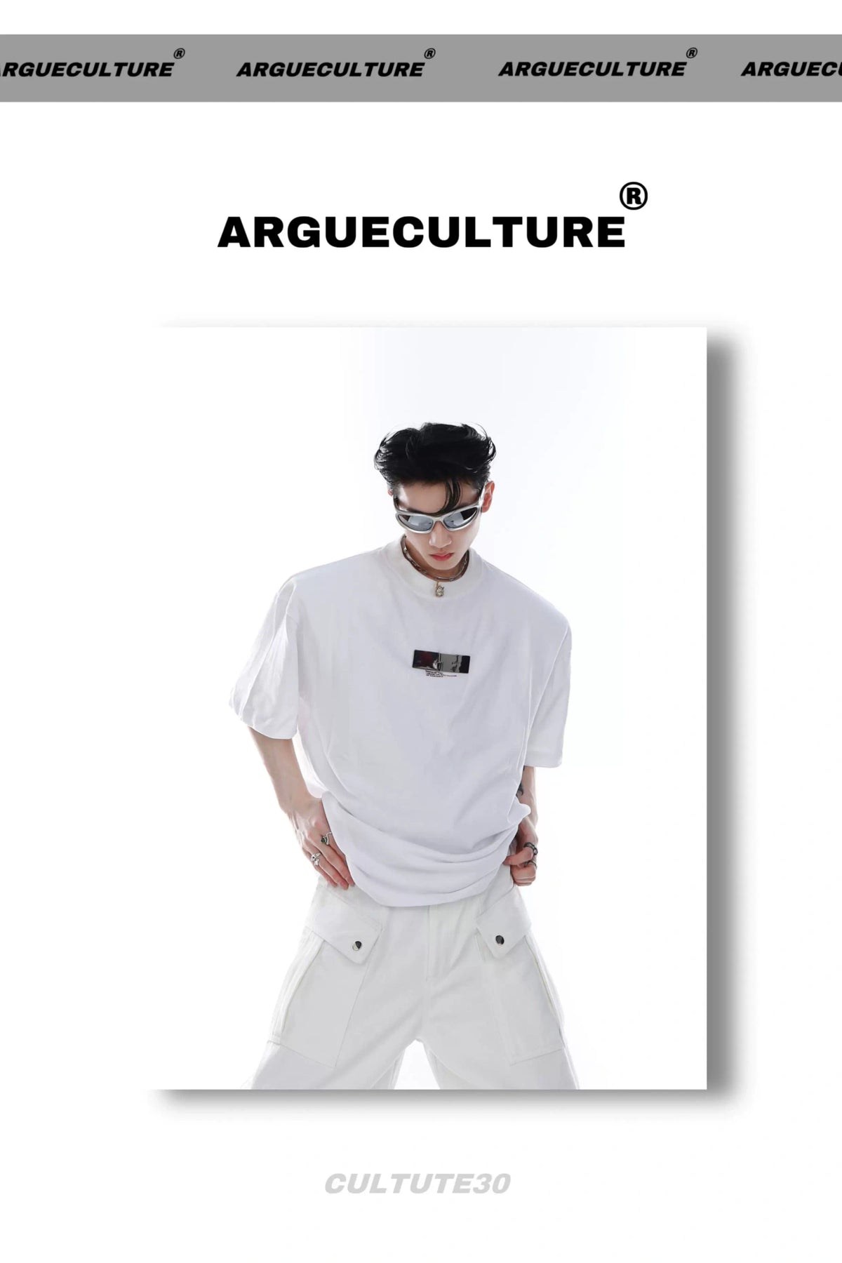 Relaxed 100% Cotton T-Shirt with Metal-Clasp Print - description image 10