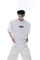 Relaxed 100% Cotton T-Shirt with Metal-Clasp Print - White