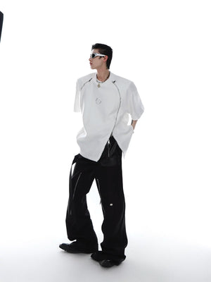 Relaxed Cotton Dual-Zip Metal-Print T-Shirt - main image 5