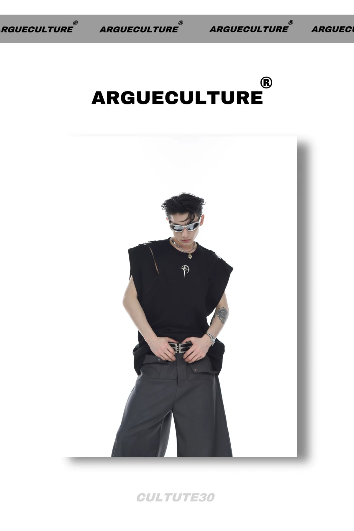 Deconstructed Relaxed Tank Top with Cutout Details - description image 2