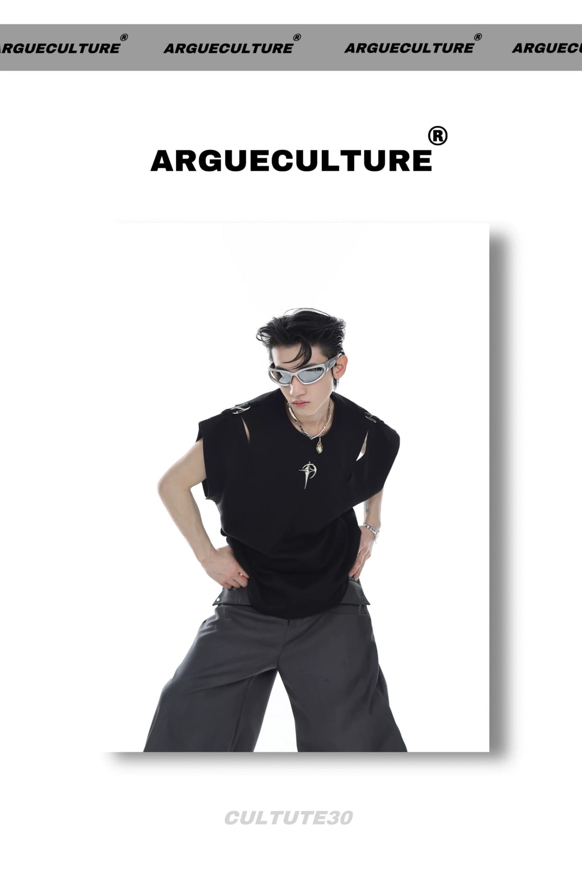 Deconstructed Relaxed Tank Top with Cutout Details - description image 3