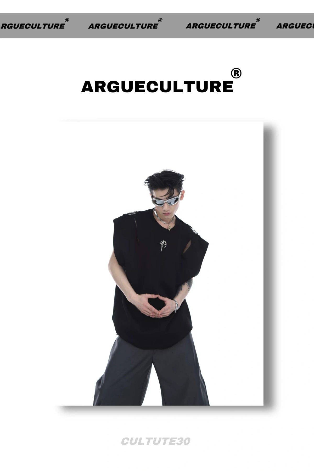 Deconstructed Relaxed Tank Top with Cutout Details - description image 9