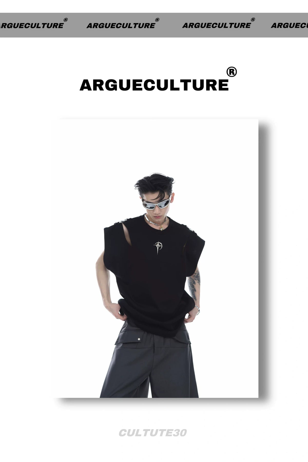 Deconstructed Relaxed Tank Top with Cutout Details - description image 10