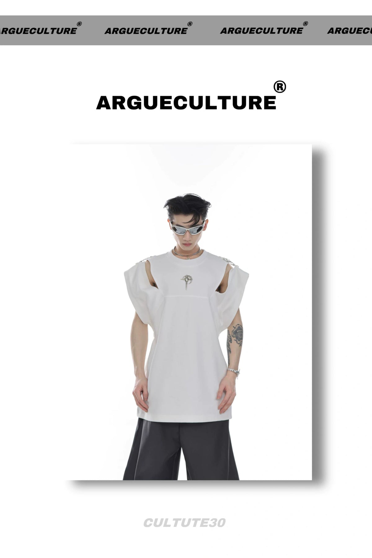 Deconstructed Relaxed Tank Top with Cutout Details - description image 11