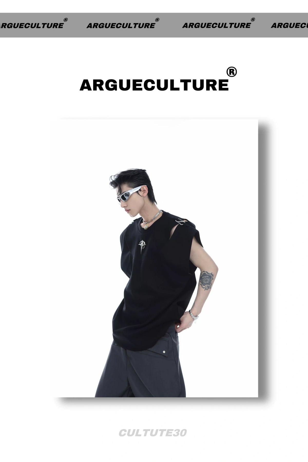 Deconstructed Relaxed Tank Top with Cutout Details - description image 12