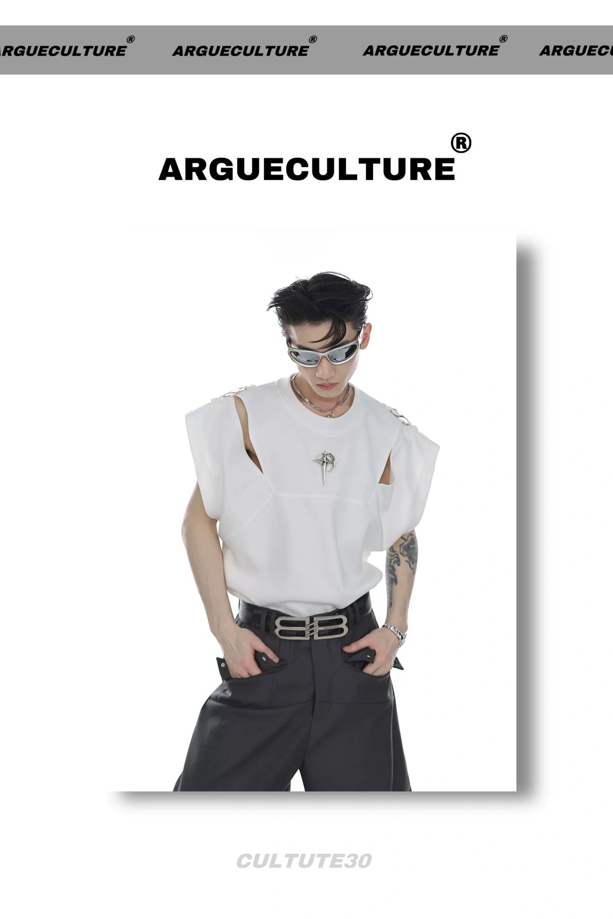 Deconstructed Relaxed Tank Top with Cutout Details - description image 14