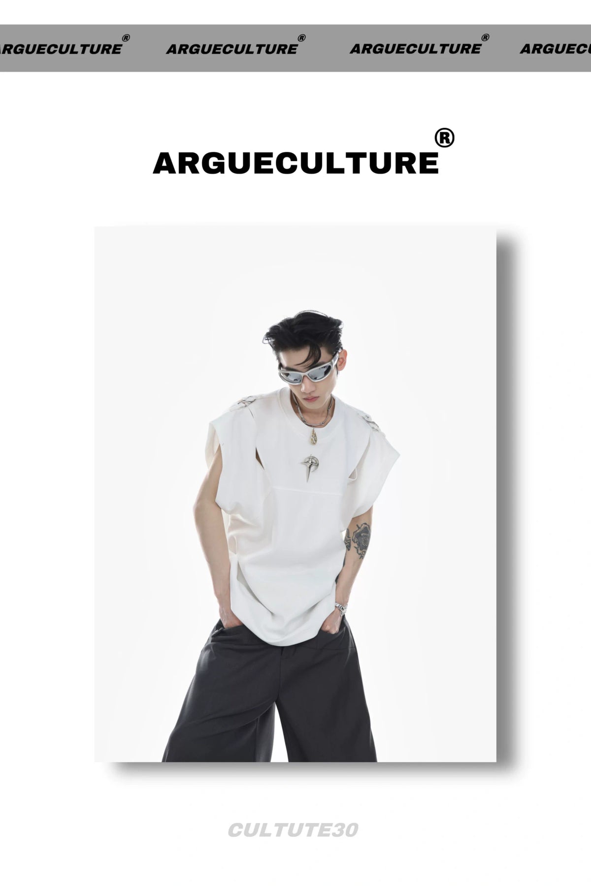 Deconstructed Relaxed Tank Top with Cutout Details - description image 15