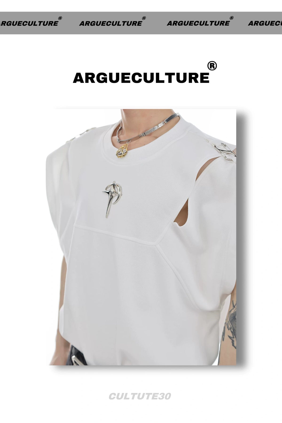 Deconstructed Relaxed Tank Top with Cutout Details - description image 18