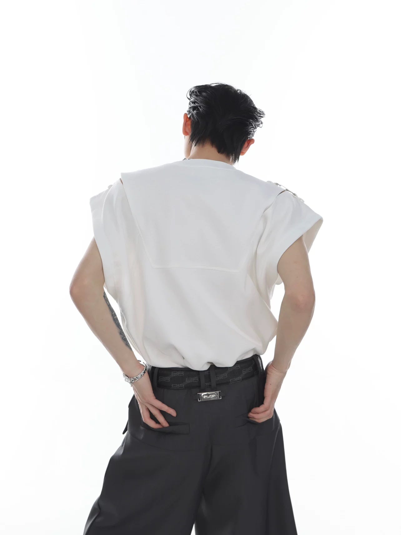 Deconstructed Relaxed Tank Top with Cutout Details - main image 4