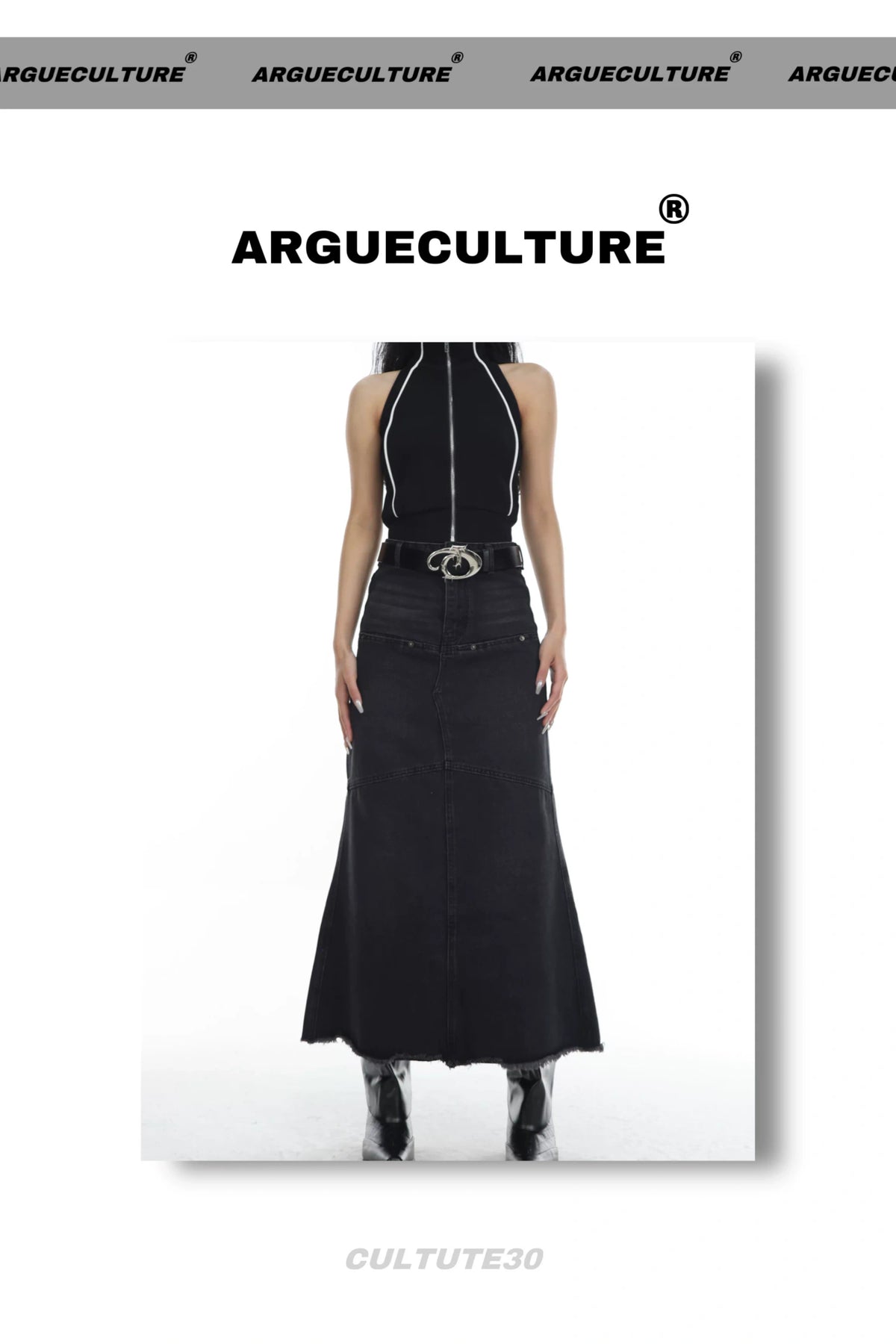 Black Embossed Logo PU Belt for Unisex Streetwear Style - description image 3