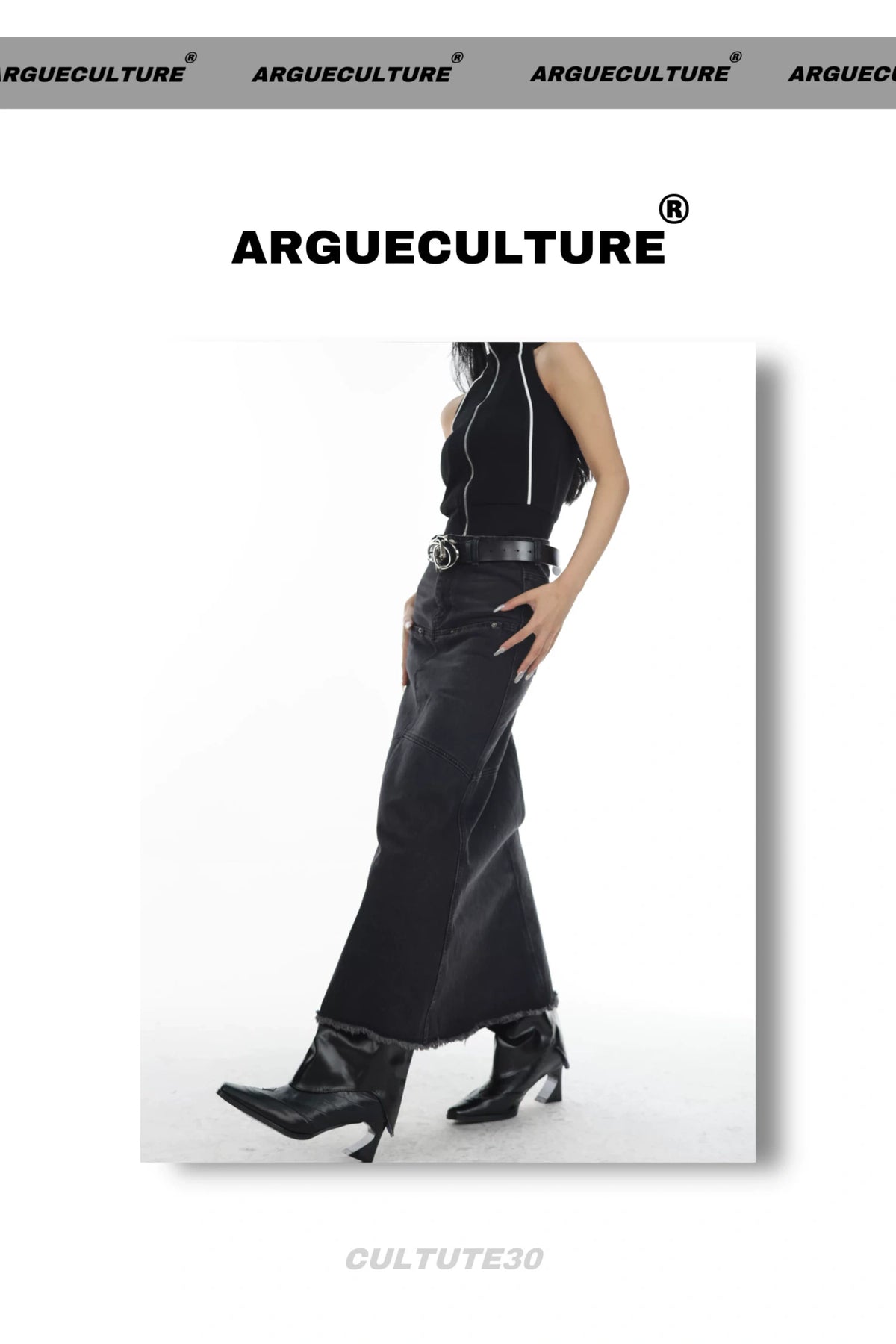 Black Embossed Logo PU Belt for Unisex Streetwear Style - description image 4