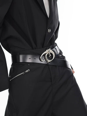 Black Embossed Logo PU Belt for Unisex Streetwear Style - main image 4