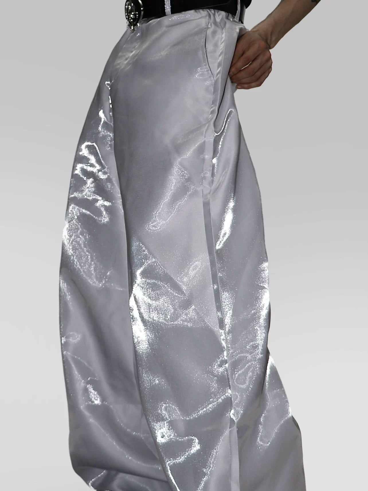 Liquid-Sheen Straight-Leg Trousers | High-Waist - main image 1