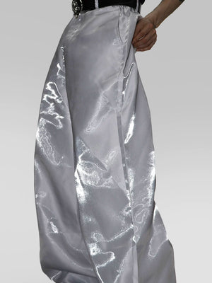 Liquid-Sheen Straight-Leg Trousers | High-Waist - main image 1