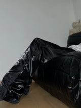 Liquid-Sheen Straight-Leg Trousers | High-Waist - Black