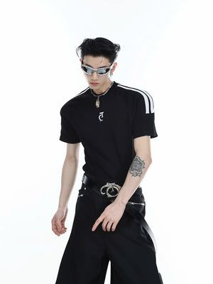 Unisex Cotton Three-Stripe Textured Fitted Tee - main image 1