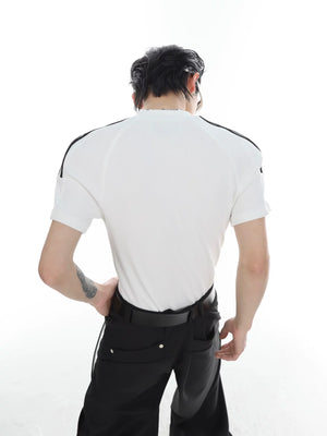 Unisex Cotton Three-Stripe Textured Fitted Tee - main image 5