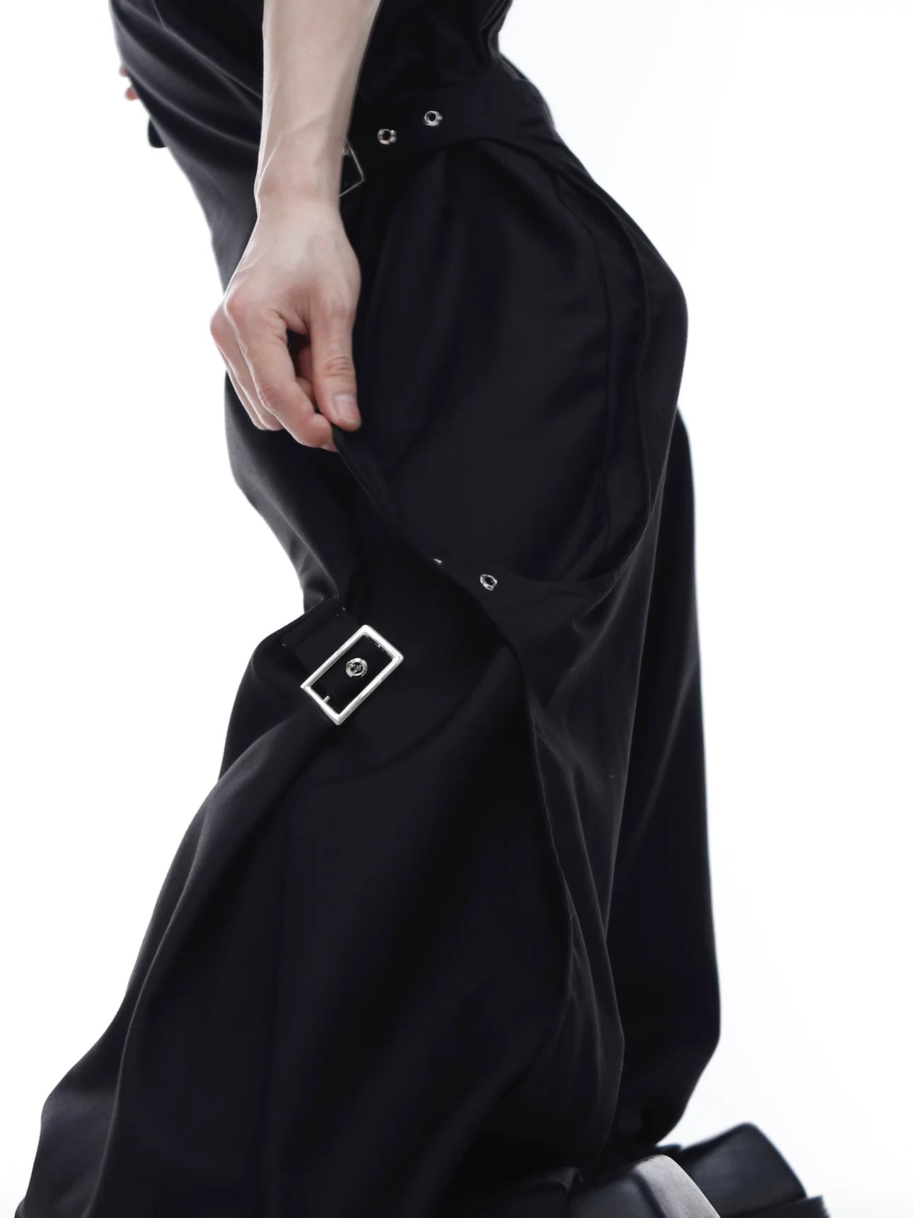 Adjustable Strap Wide-Leg Cotton Modal Trousers - main image 2