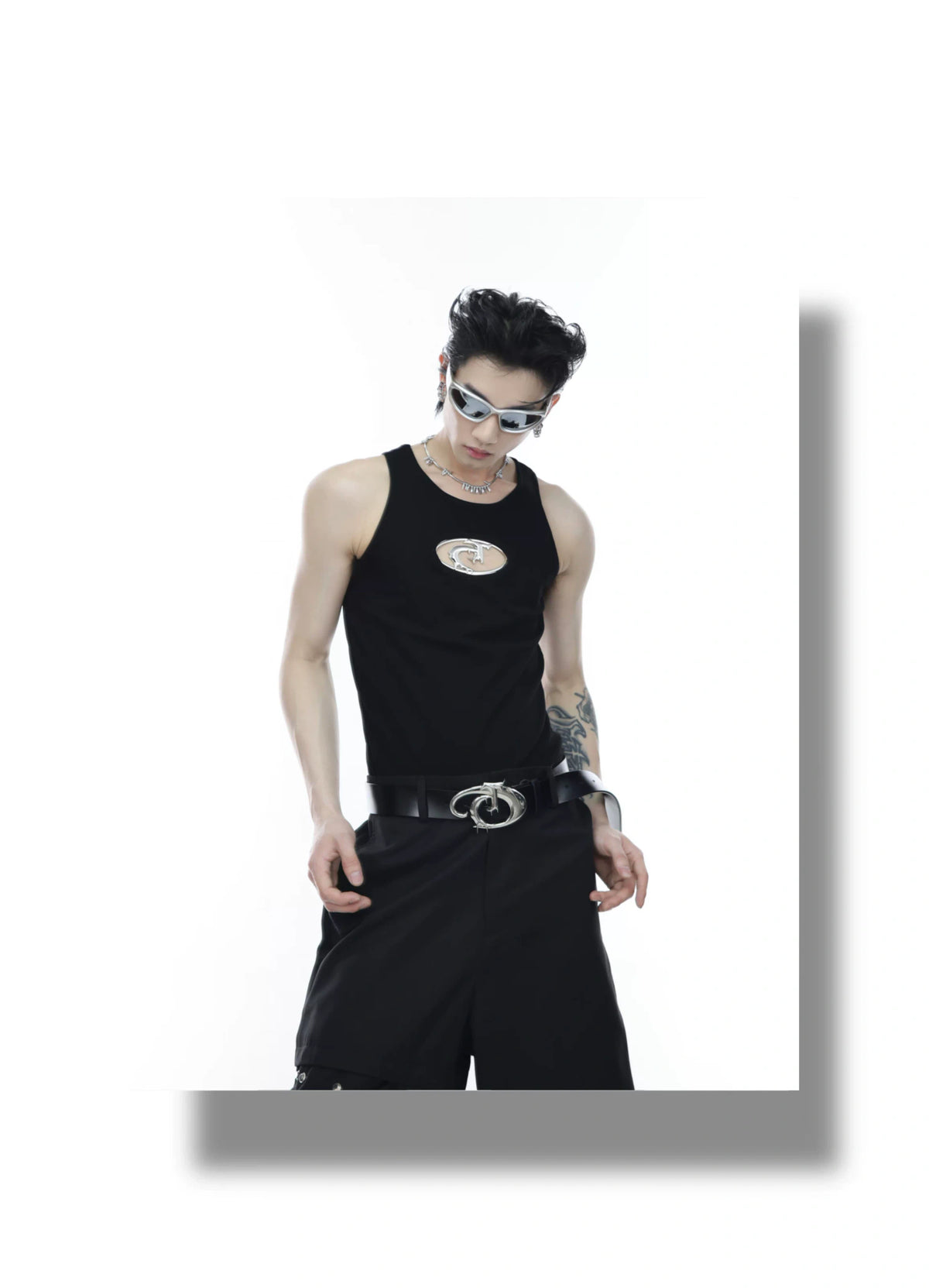 Unisex Openwork Ribbed Tank Top in Cotton Blend - description image 2