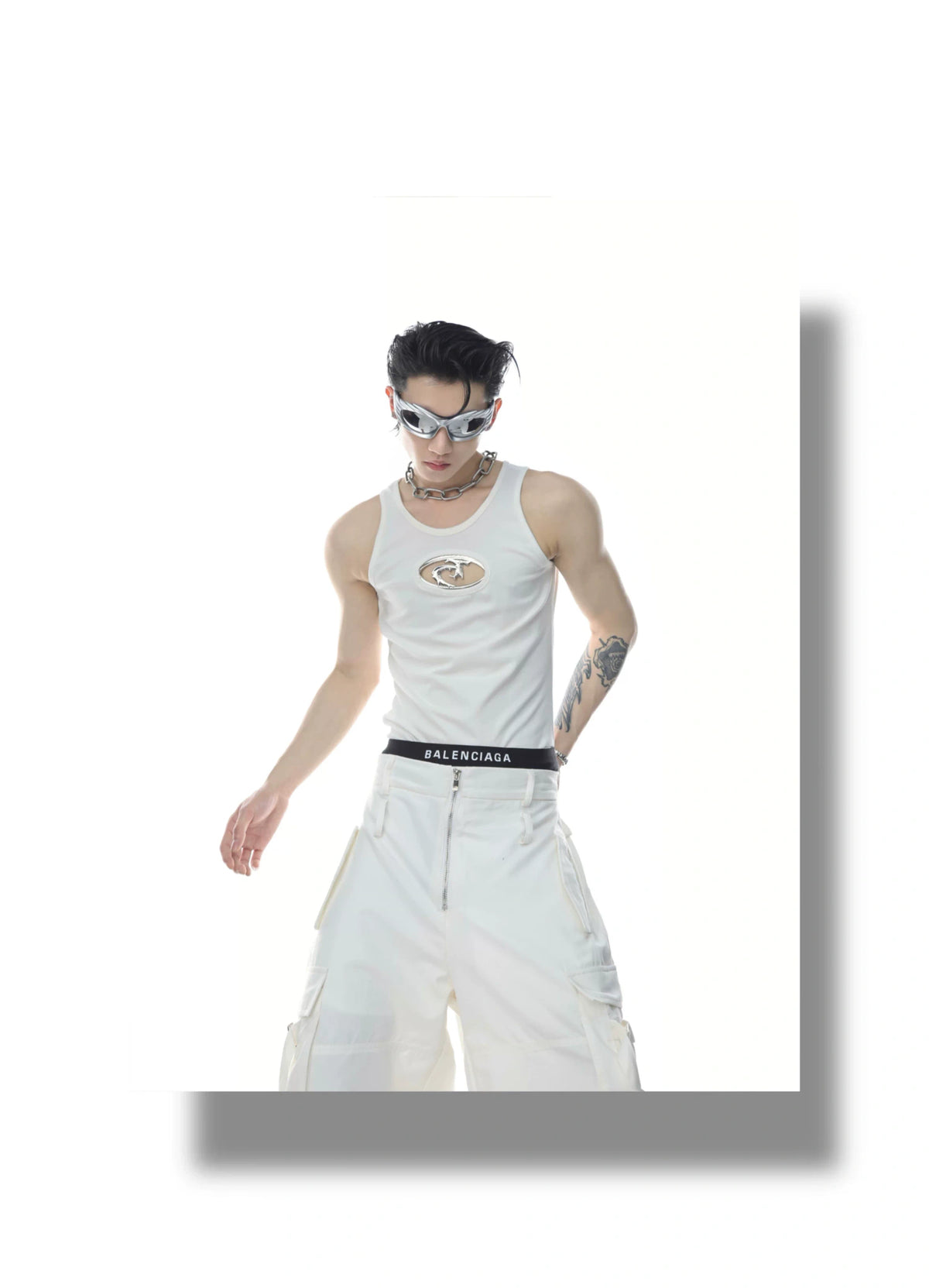Unisex Openwork Ribbed Tank Top in Cotton Blend - description image 9