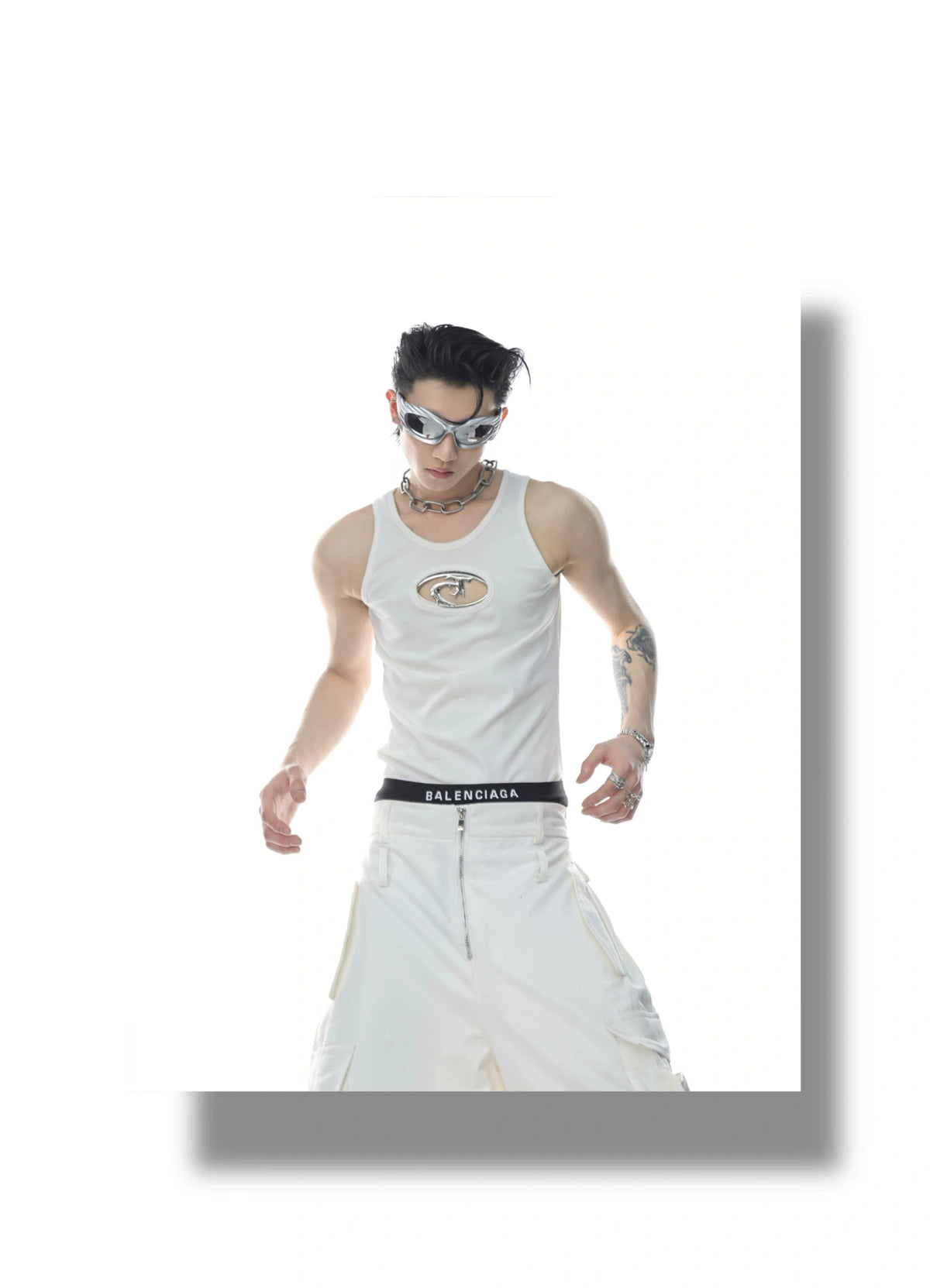 Unisex Openwork Ribbed Tank Top in Cotton Blend - description image 11