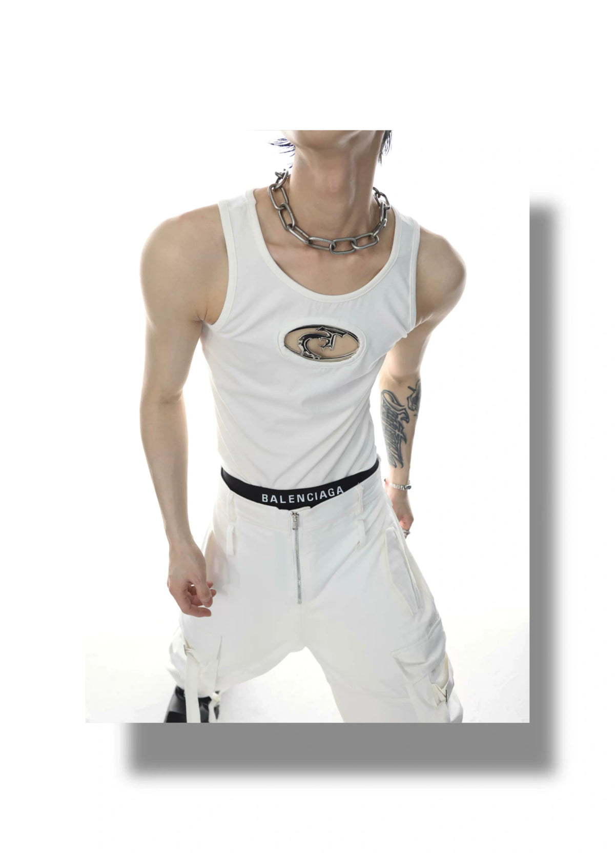 Unisex Openwork Ribbed Tank Top in Cotton Blend - description image 12