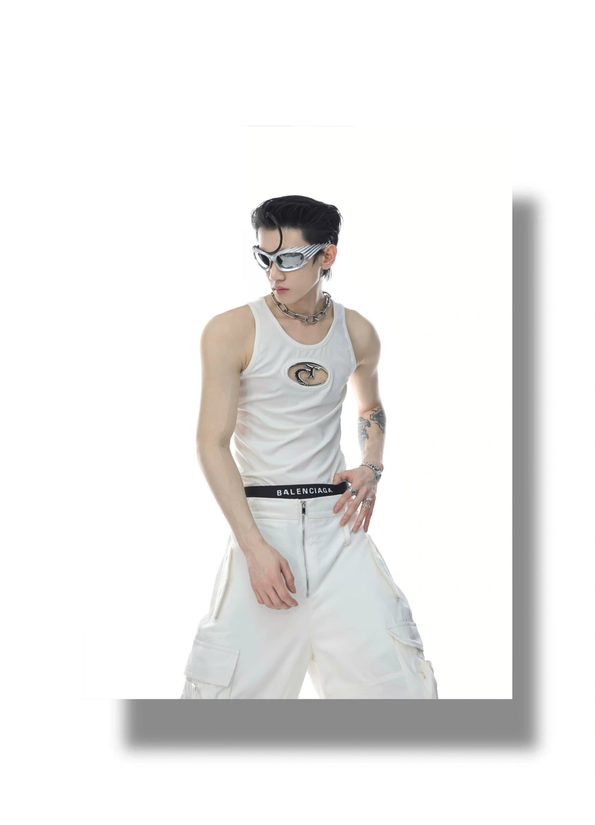Unisex Openwork Ribbed Tank Top in Cotton Blend - description image 13