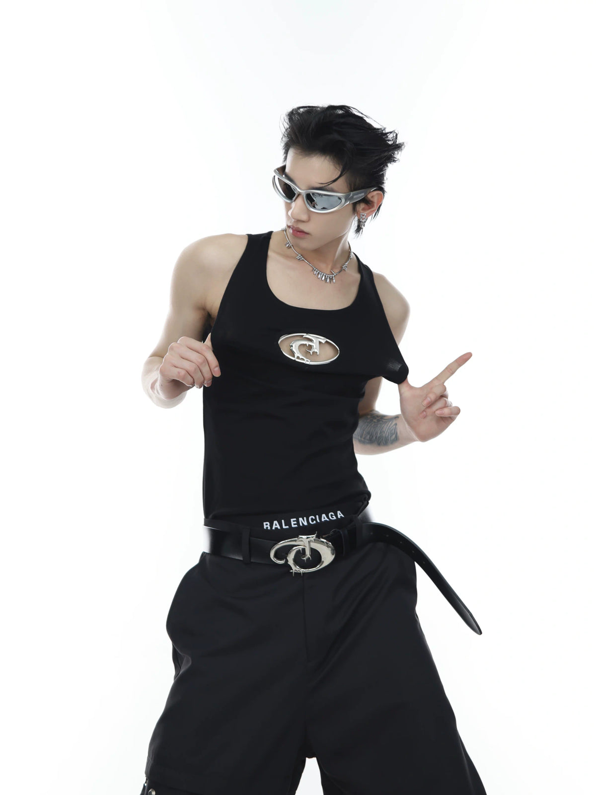 Unisex Openwork Ribbed Tank Top in Cotton Blend - main image 2